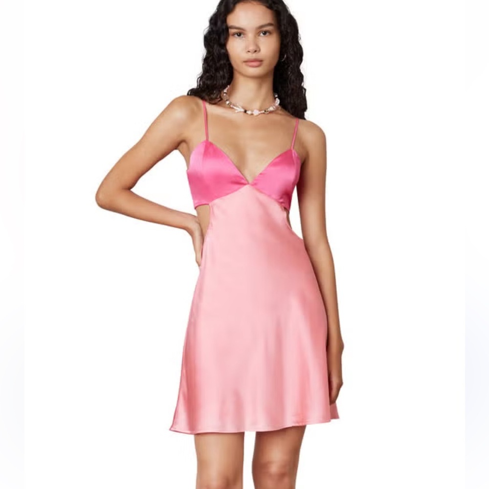 NIA The Brand Women's Light And Dark Pink Cutout Satin Nina Dress Size Small